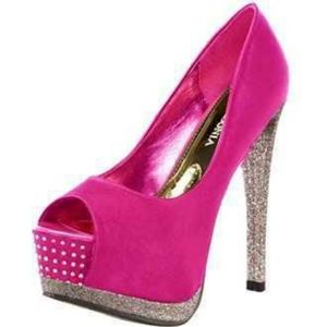 LASONIA 5inch Peep Toe Glitter Heels